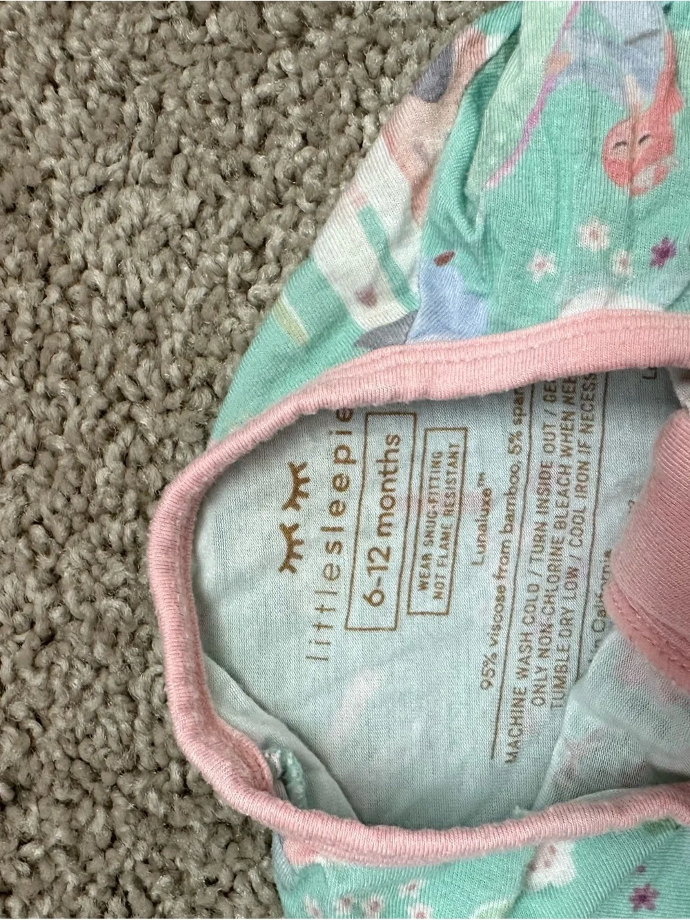 Little Sleepies Mint Unicorn & Castle Footie with Pink Accents